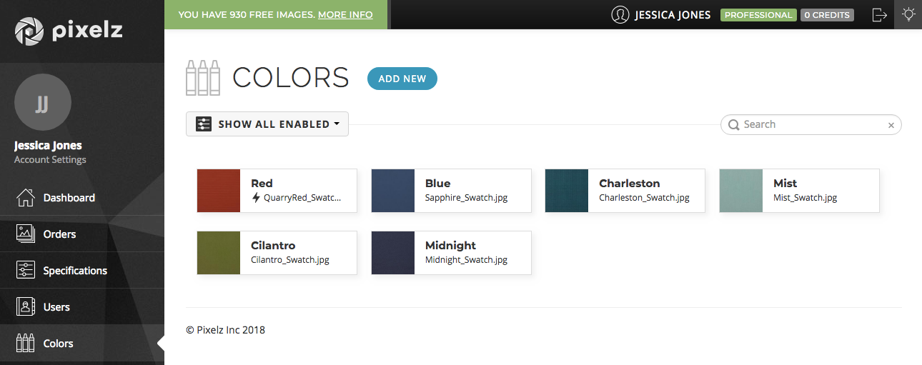 Color library for color change reference for product image online recoloring service